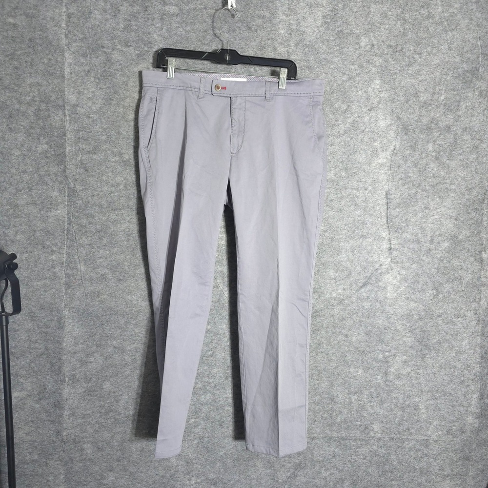 Brax Style Evans Pants Mens 36/34 Purple Straight Leg Cotton Stretch Trousers
